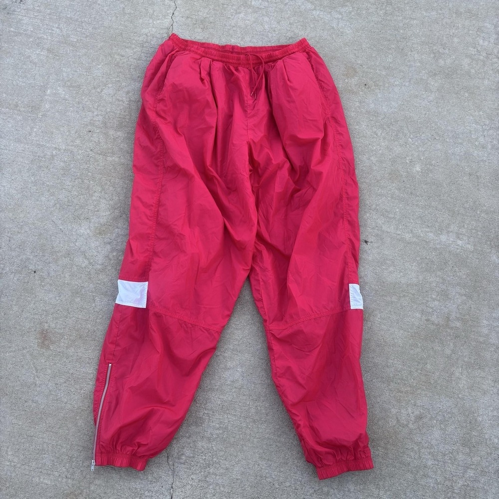 Vintage Nike Team Track Pants Mens 3XL Red Lined Zip Hem Elastic Waist Nylon